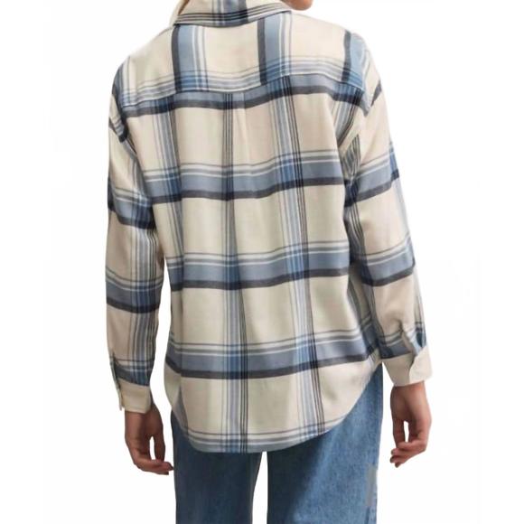 NEW Z SUPPLY river plaid button up in thunder cloud - Picture 3 of 5